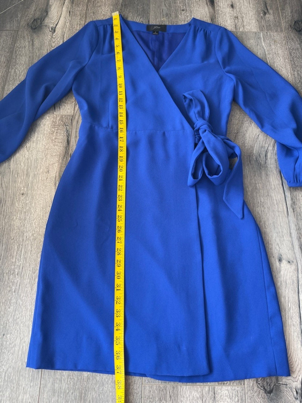 J. Crew Cobalt Blue Faux-Wrap Midi Dress with Side Tie - Picture 7 of 16